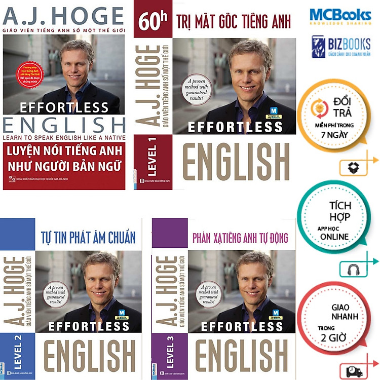 Combo Bộ 4 Cuốn Effortless English - Học Tiếng Anh Như Người Bản Ngữ Cùng Aj Hoge
