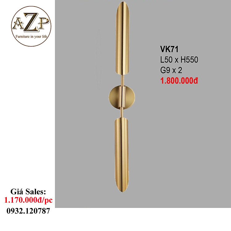 AZP - ĐÈN ỐP VÁCH / ĐÈN TRANG TRÍ / ĐÈN TREO TƯỜNG PHÒNG KHÁCH, PHÒNG NGỦ, NHÀ HÀNG, KHÁCH SẠN AZP-VK71 phong cách đương đại, hàng nhập khẩu AZP