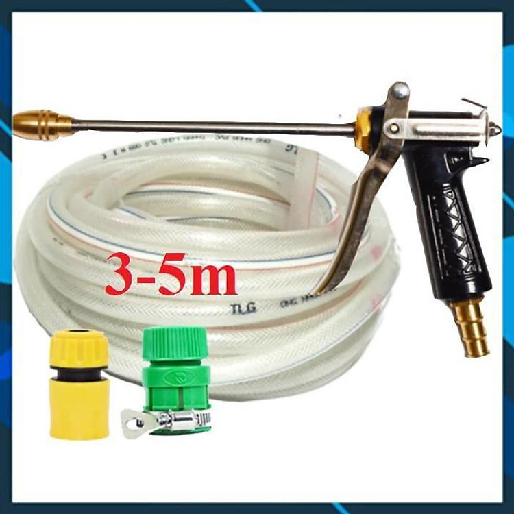 ️ Bộ dây vòi xịt nước rửa xe, tưới cây , tăng áp 3 lần, loại 3m, 5m 206318Iđầu đồng, cút+ túi đựng bút