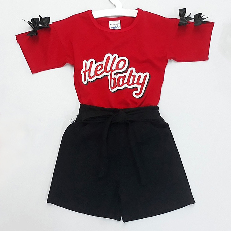 Bộ đồ ngắn bé gái Bonchop Hello Baby