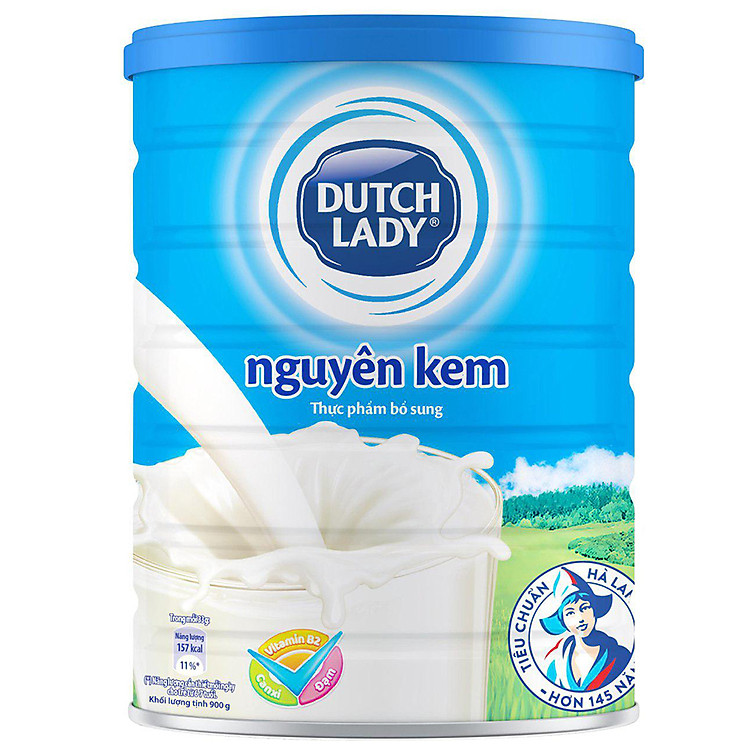 Sữa Bột Nguyên Kem Dutch Lady Cô Gái Hà Lan Hộp Lon Thiếc (900g)