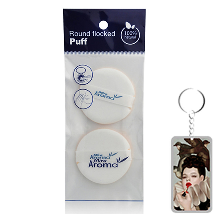 Bông phấn nước mềm mịn Mira Aroma bich 2 miếng # Quai trắng