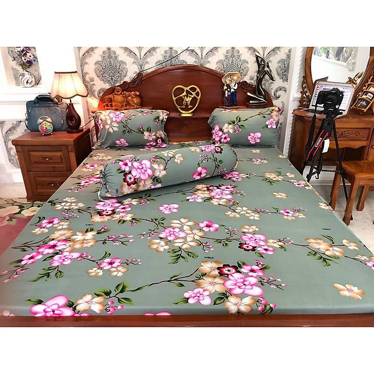 Bộ Drap Thun Lạnh Hàn Quốc ( 4 món } đào xám