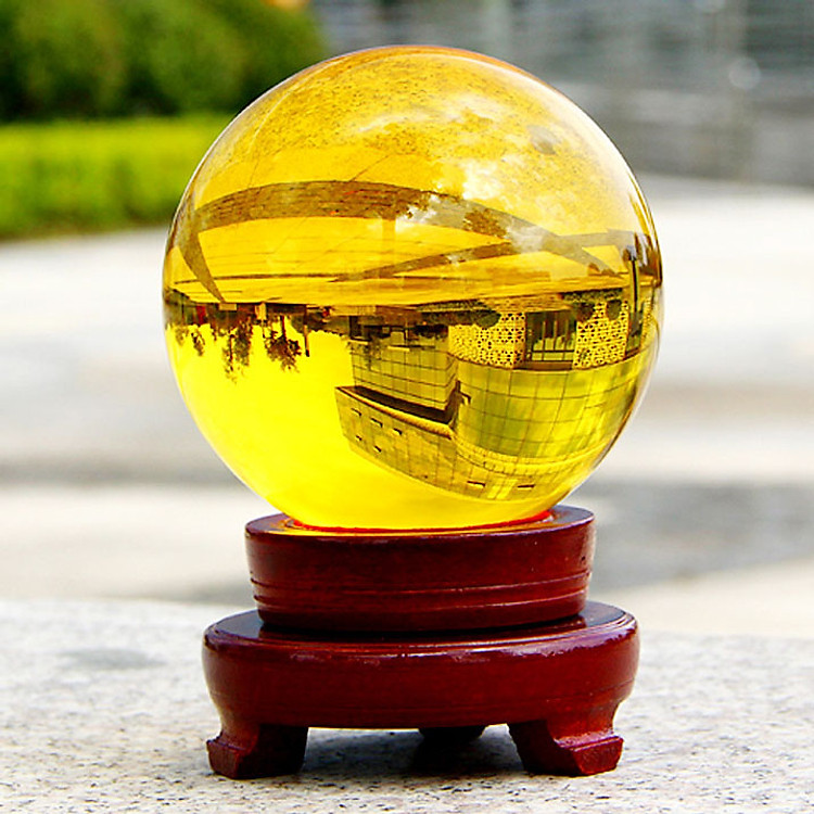 Quả Cầu Phong Thủy Thủy Tinh Vàng - Xoay Chuyển Thời Vận - Thăng Quan Tiến Chức - Hợp Mệnh Thổ, Kim