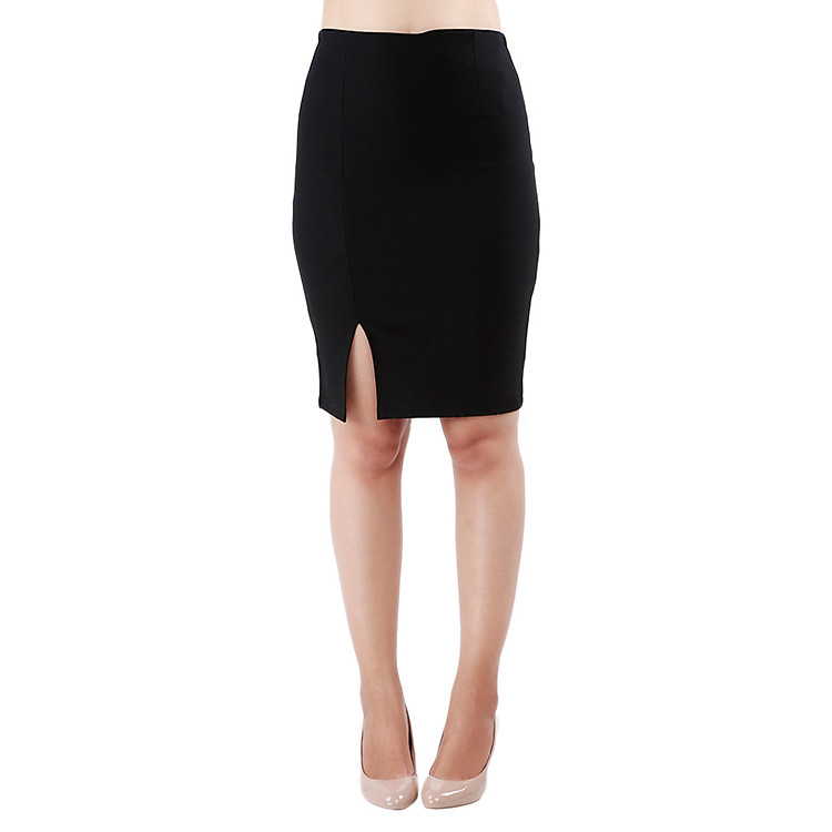 Chân Váy Bút Chì Công Sở Qua Gối Xẻ Trước