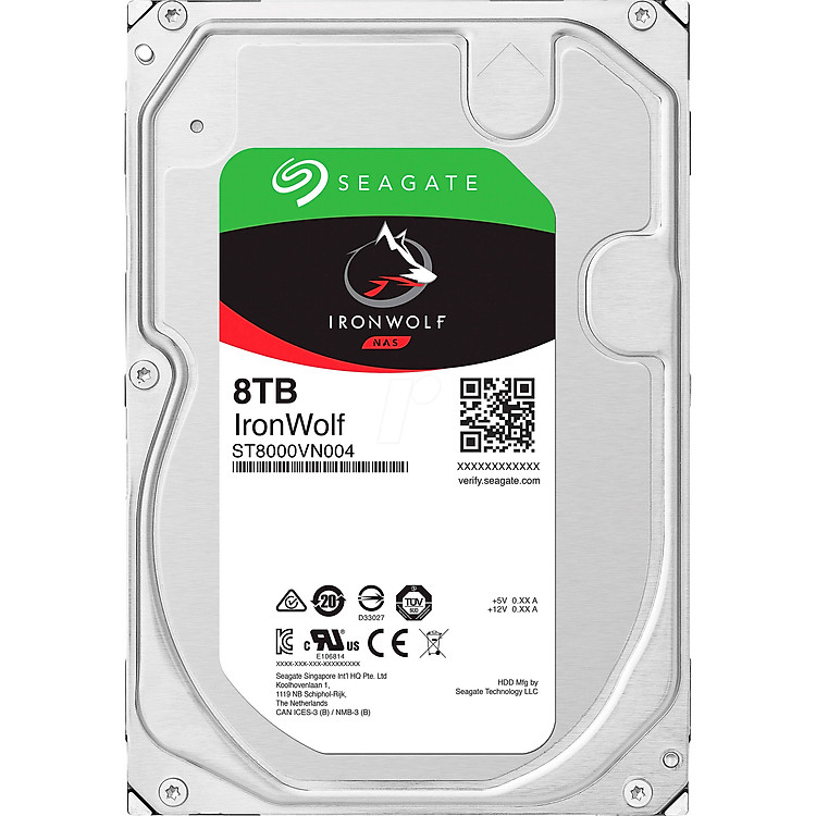 Ổ Cứng HDD NAS Storage Seagate IronWolf 8TB/256MB/3.5 7200RPM - ST8000VN004 - Hàng Chính Hãng