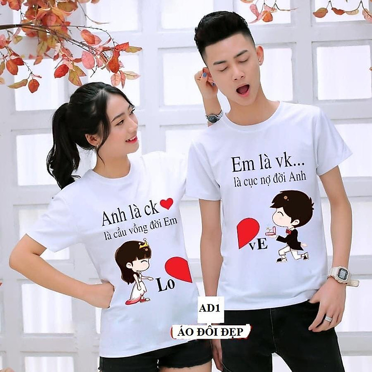 combo 2 áo như hình -Áo thun đôi( 2 áo) anh là chồng em là vợ ghép tim hình cô dâu chú rể vải đẹp hình in đẹp