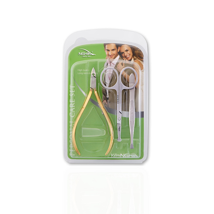 Combo 3 Sản Phẩm KỀM NGHĨA CB.3K-012 (Kéo Cắt Tỉa Lông Mũi Đầu Tròn - Kềm Da - Nhíp)