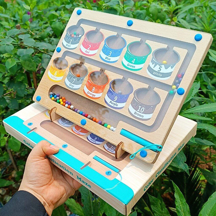 Bảng gỗ Montessori phân biệt màu sắc và số Chính hãng Tiết kiệm - Hình ảnh 4