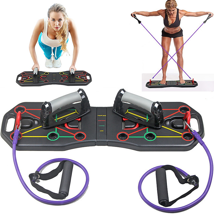 Bảng Dụng Cụ Hít Đất Kèm thanh đòn ngang , Dây Kéo Đa Năng Cleacco Nhiều Bài Tập Theo Màu Sắc BORO SPORT