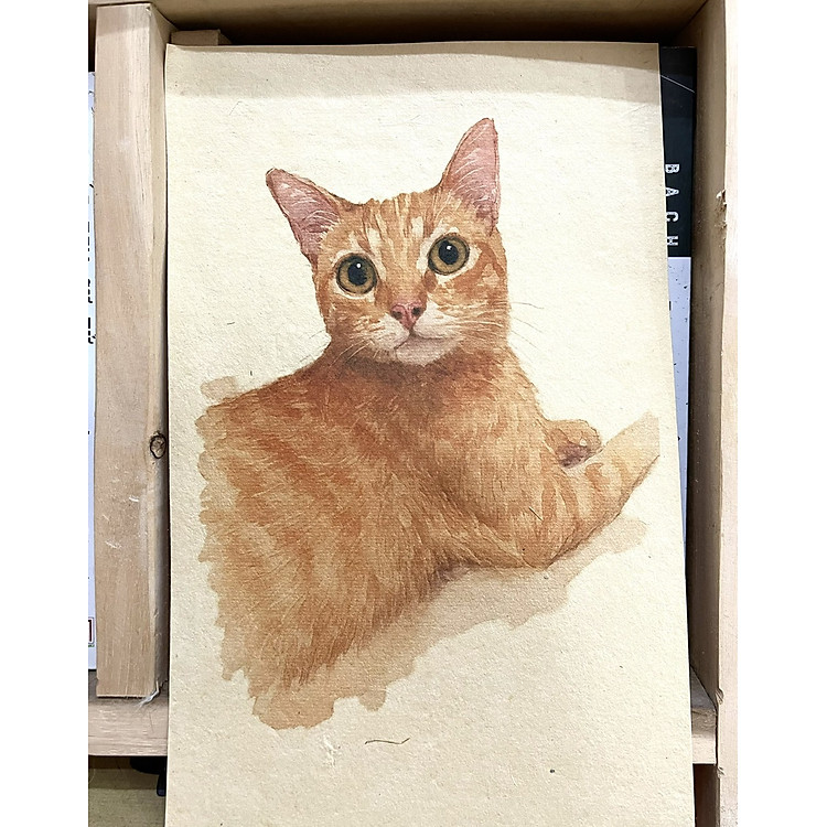 Thần thái của Mèo - Bộ tranh Mèo trên giấy dó - Tranh giấy dó - Bưu thiếp giấy dó