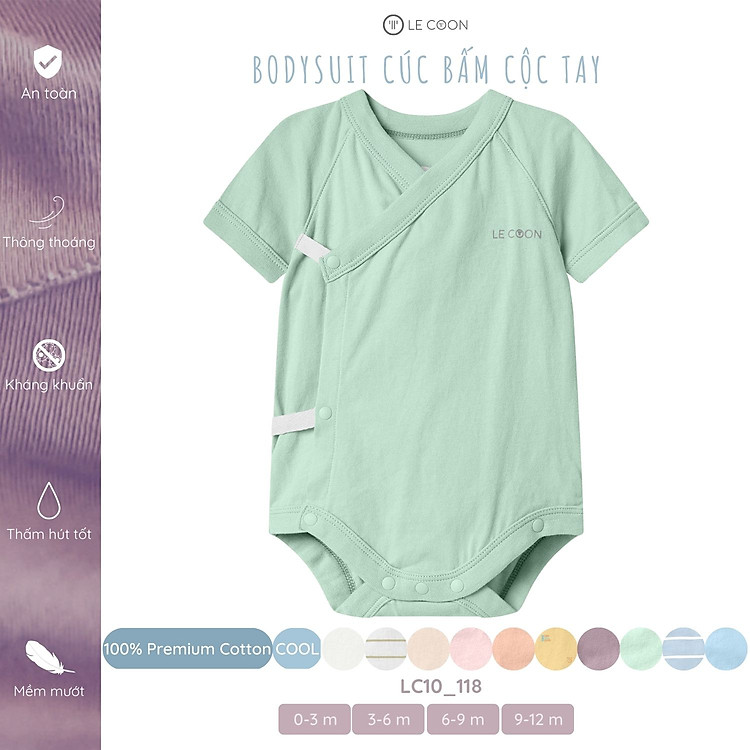 LE COON | BODYSUIT CÚC BẤM CỘC TAY | COOL | 0 - 12 tháng