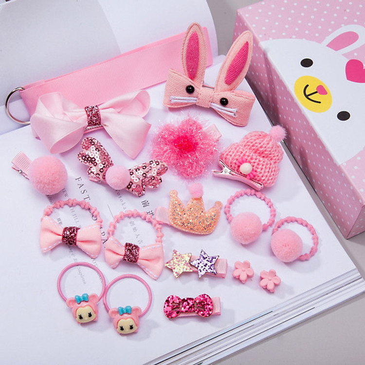Hộp kẹp tóc cho bé gái 18 chi tiết kèm túi xách