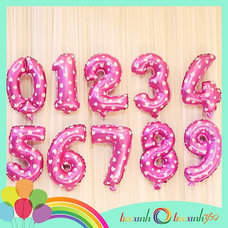 Bong Bóng Số 0-9 Màu Xanh Hồng Trang Trí Tiệc (4 chiếc)