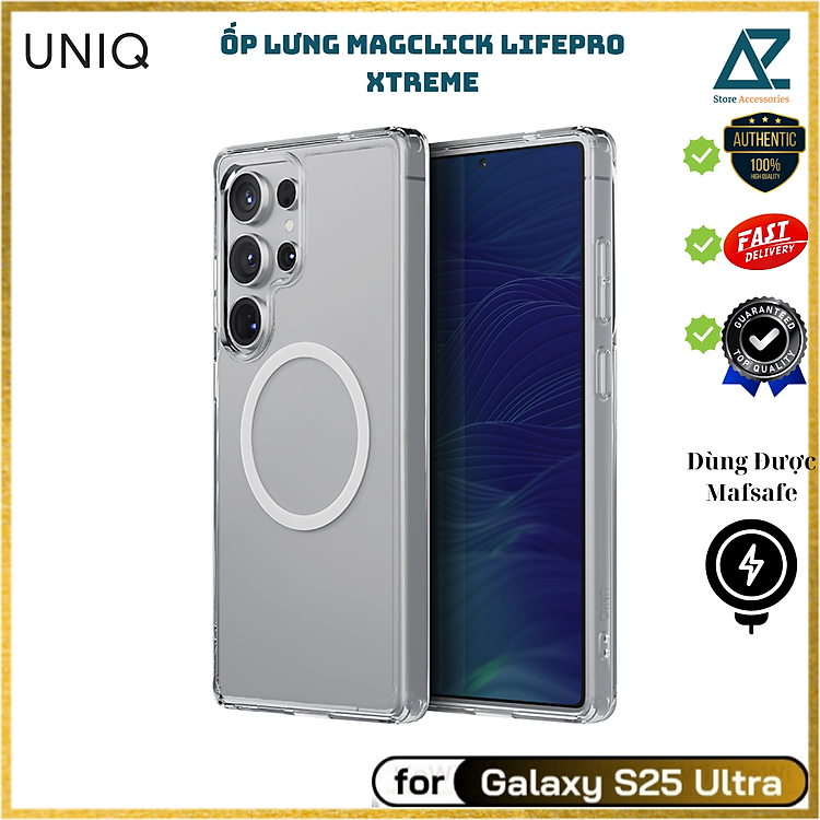Ốp lưng trong suốt sạc từ tính UNIQ MAGCLICK LIFEPRO XTREME cho Samsung Galaxy S25 Ultra, Chống ố vàng, chống sốc_ Hàng Chính Hãng