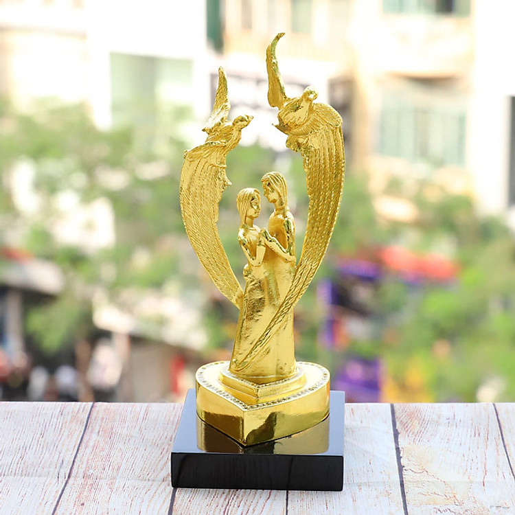 Tượng Đôi Uyên Ương mạ vàng - Quà tặng cao cấp
