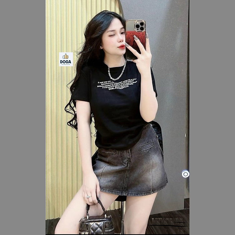 Áo Thun chất BORIP COTTON xịn kiểu áo baby tee size từ 35kg đến 70kg DOGA in chữ trẻ trung có 5 màu Mã 176