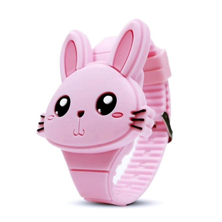 Đồng Hồ Trẻ Em Đèn Led Thỏ Dây Silicon cho bé gái