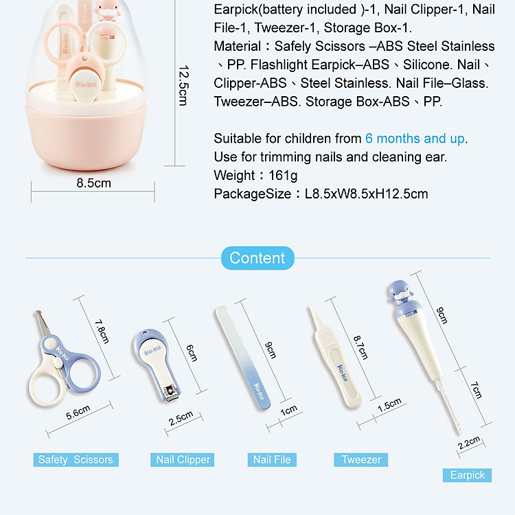 Bộ cắt dũa móng tay Kuku 5 món Chính hãng Giá tốt - Hình ảnh 3