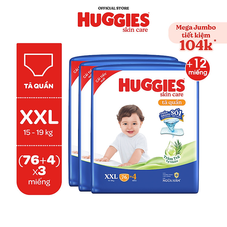 Combo 3 Tã Huggies Skin Care XXL Giá rẻ