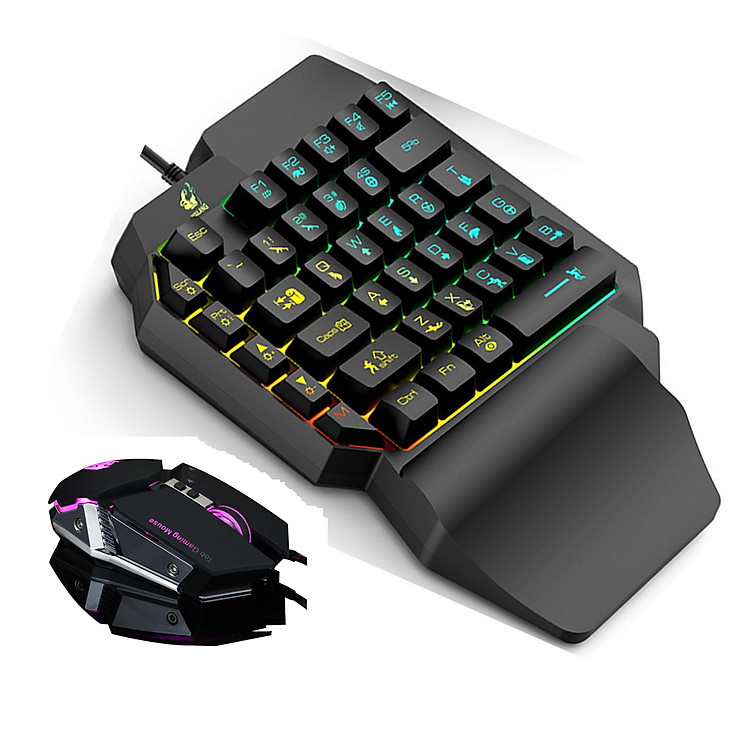 Combo Bàn Phím Bán Cơ FREE WOLF K15 + Chuột chuyên game 6D LED 7 màu T06