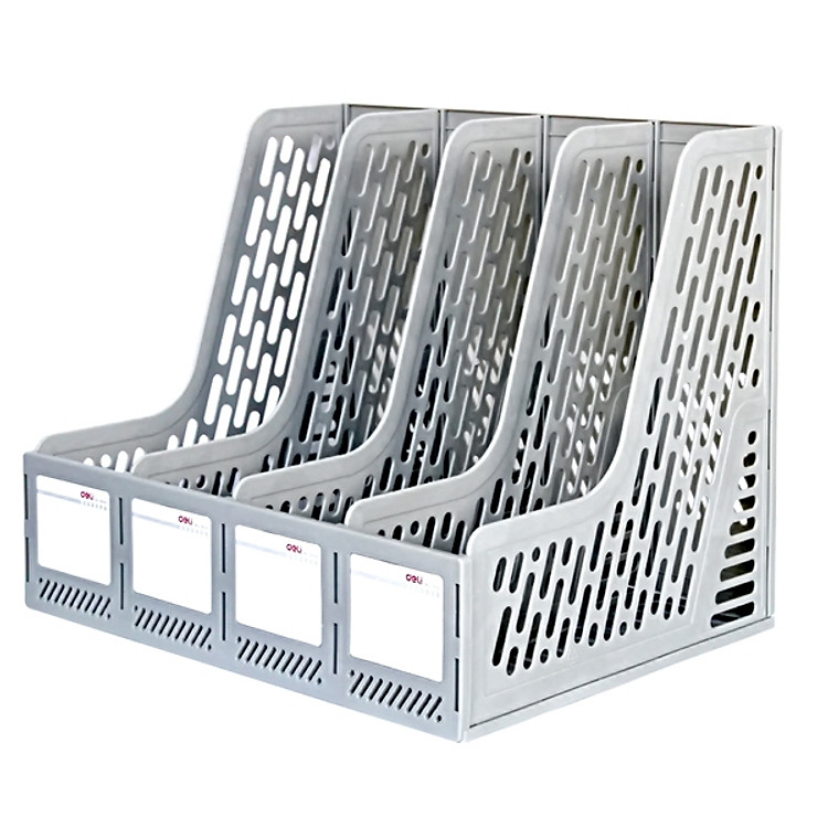 Giá Tài Liệu Cứng 4 Ngăn Đứng Deli 9846 (Màu xám)