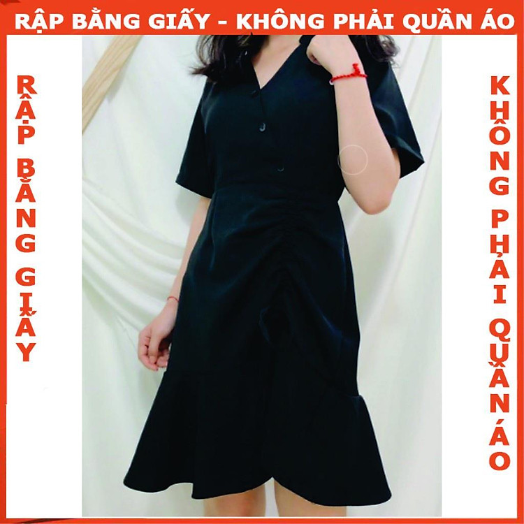 Rập Giấy Đầm Cổ Trụ Nút Xéo Rút Dây Mã 1040 (BẢN VẼ)