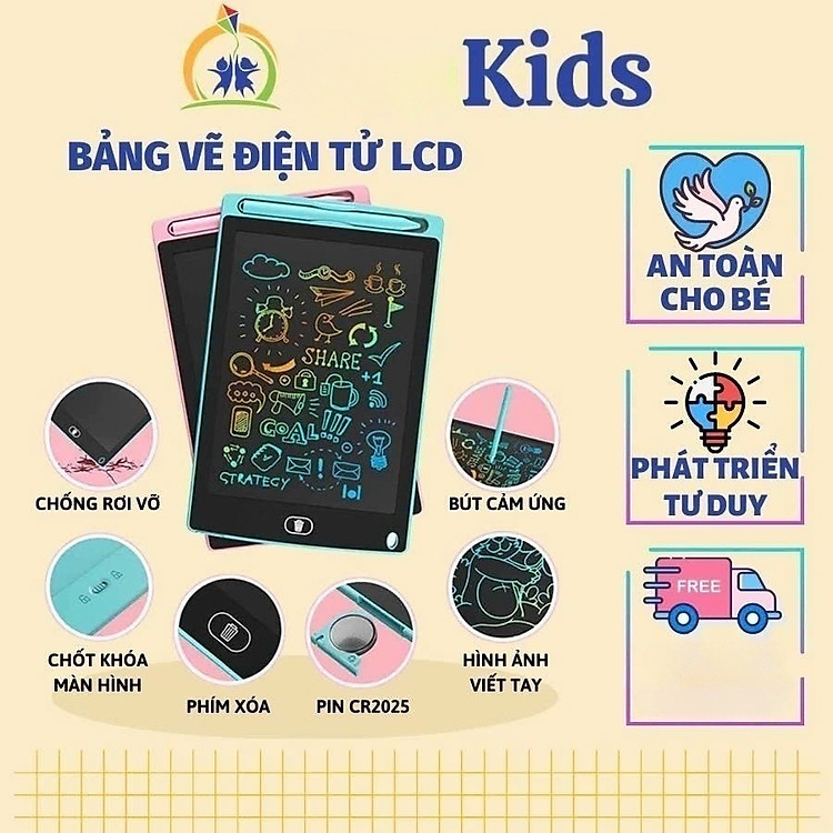Bảng Viết Cảm Ứng Điện Tử 3D Đa Sắc 12 Inch