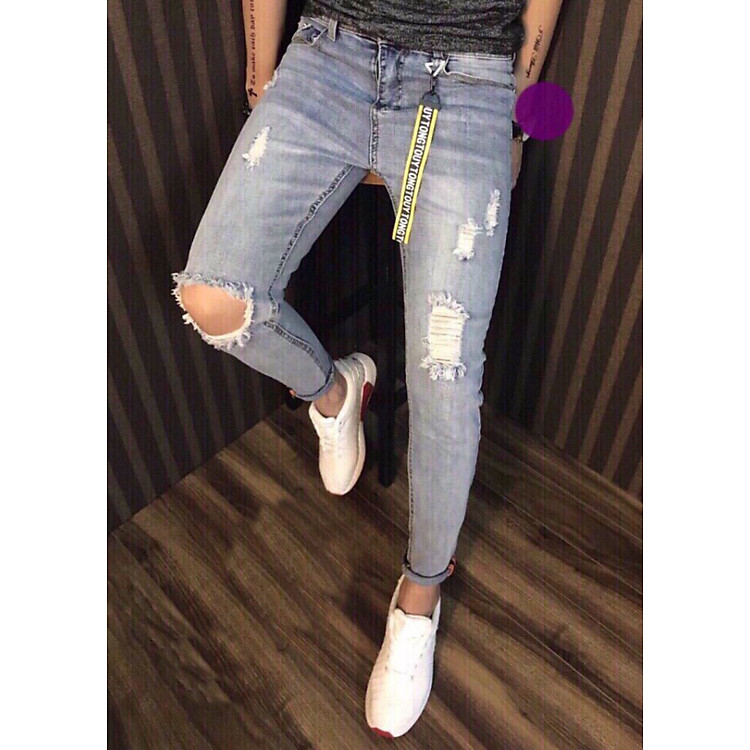 Quần jean dài nam rách -co giãn - B5511