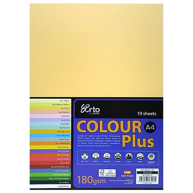 Tập Giấy Màu CAMPAP CR36553 A4 (10 tờ) – Màu Vàng