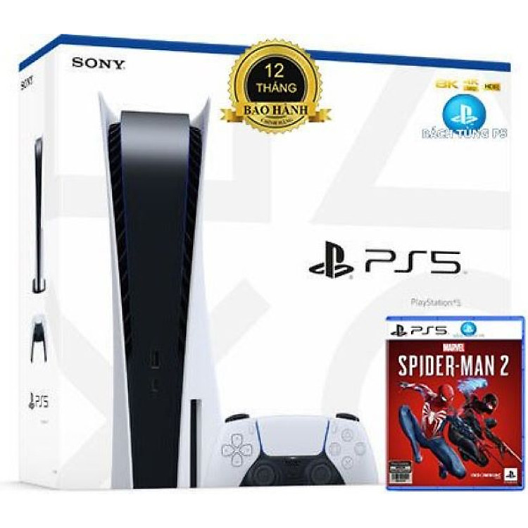 Máy chơi game Sony Ps5 tặng kèm game Spider Man 2 Asia - Hàng nhập khẩu