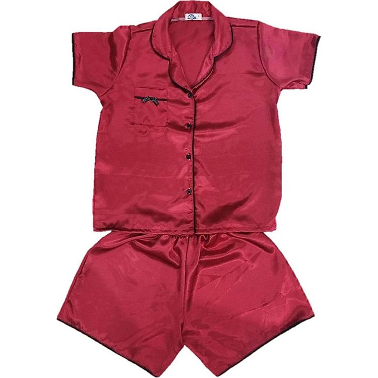 Đồ Mặc Nhà Vải Satin Lụa Cao Cấp Siêu Mát Pijama Thái SATINLUA280501 - Đỏ Đô