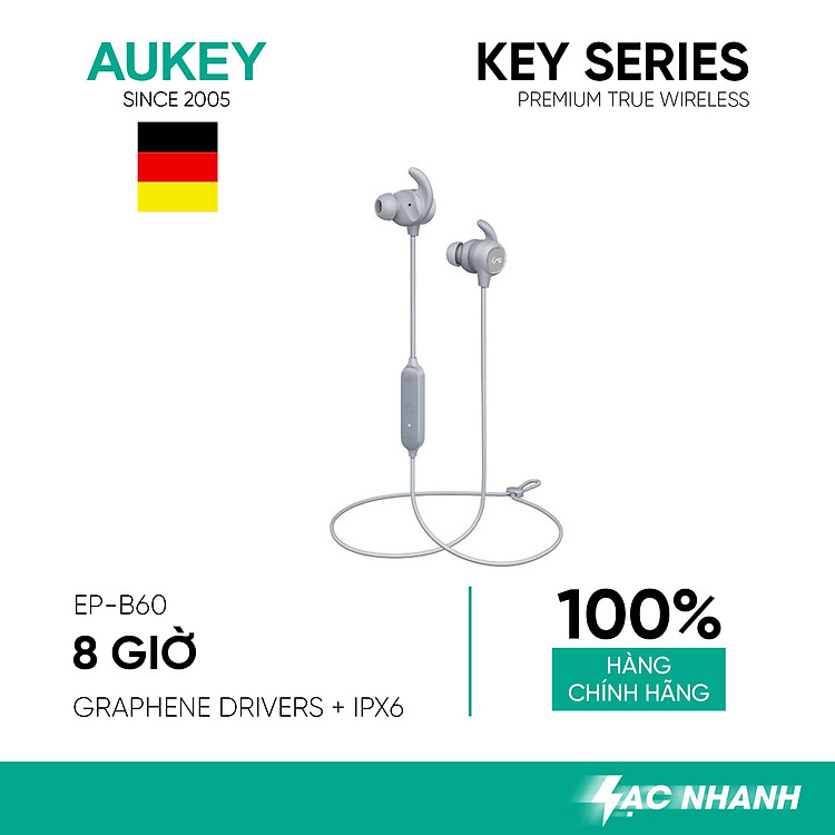 Tai Nghe Bluetooth AUKEY EP-B60 Driver 8mm Chuẩn Chống Nước IPX6 Pin Lên Đến 8 Tiếng - Hàng Chính Hãng