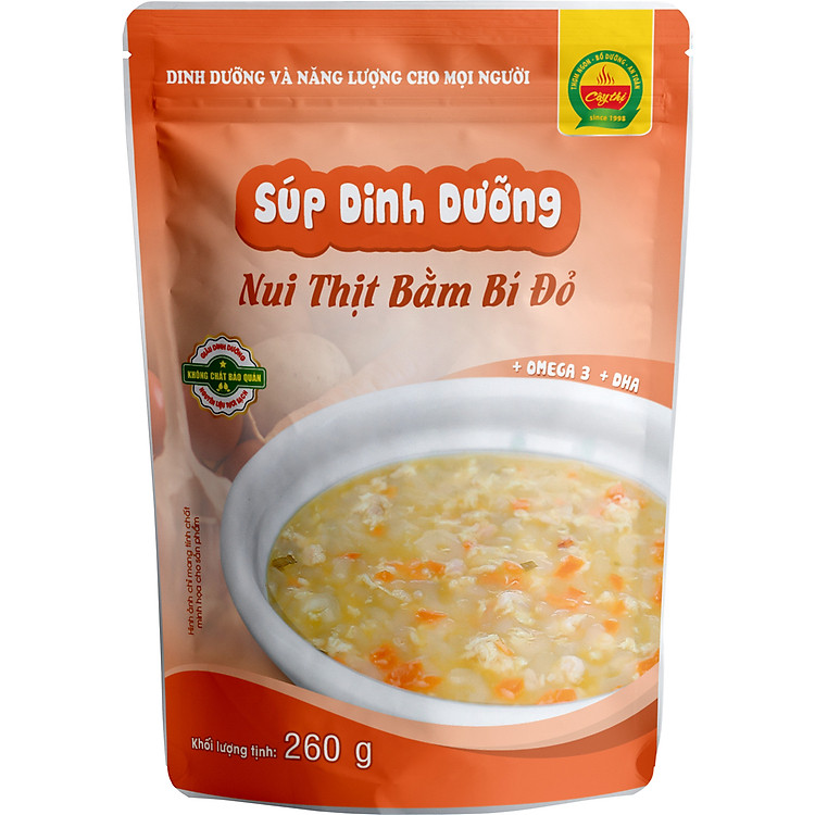 Súp Dinh Dưỡng Nui Thịt Bằm Bí Đỏ Cây Thị