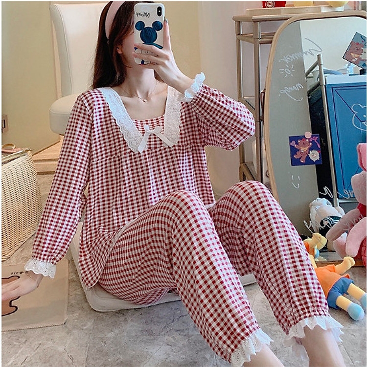 Bộ ngủ Pijama kẻ caro hàng siêu đẹp