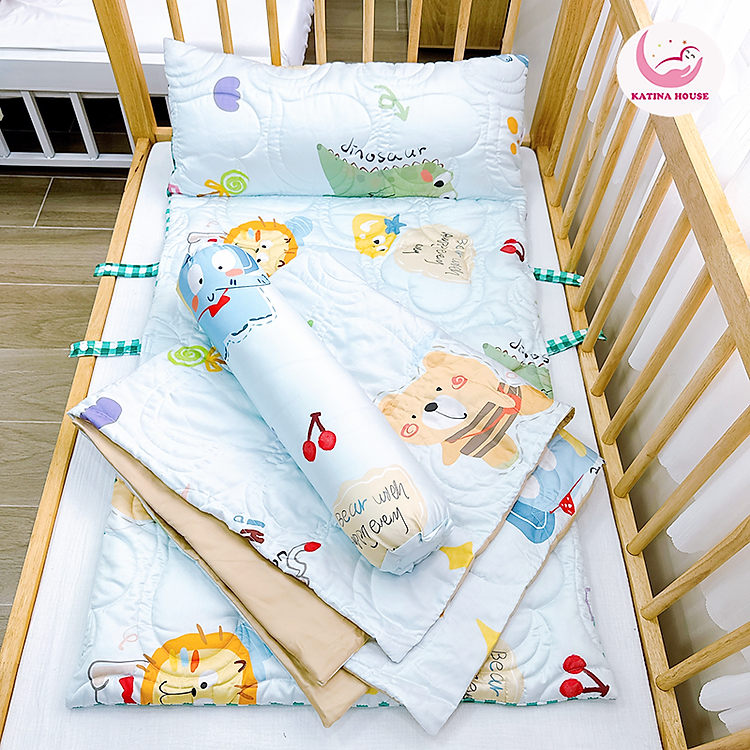 Trọn bộ Combo Túi nệm, gối ôm, mền Katina House, vải Tencel 60s bóng mượt mát lạnh, phù hợp mầm non tiểu học