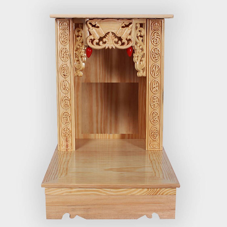 Ban thờ thần tài gỗ permu cạnh chạm khắc