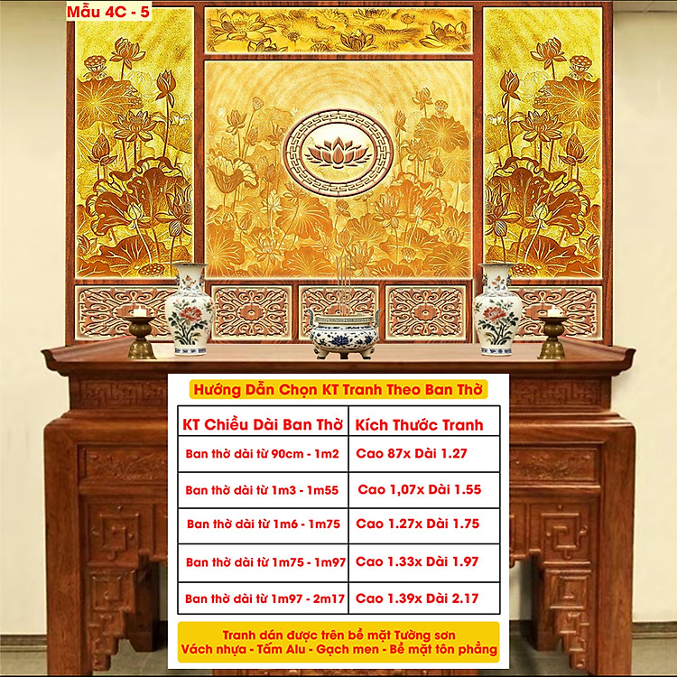 Tranh Lụa Dán Tường Phòng Thờ Cao Cấp 5 – In Sắc Nét – Tặng Keo Dán, Giá Tận Xưởng