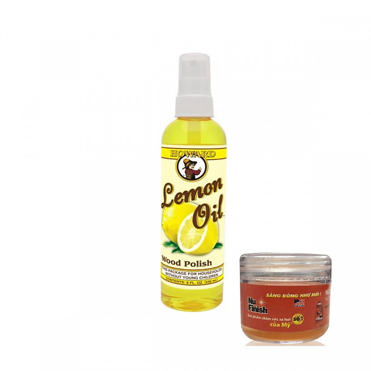 Nước lau sạch bóng đồ gỗ nội thất hương chanh Howard Lemon Oil LM0008 236ml + Tặng nước rửa xe Nu Finish Car Wash 30ml
