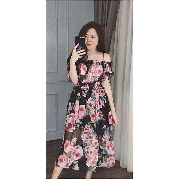 Váy Maxi Hoa Hồng