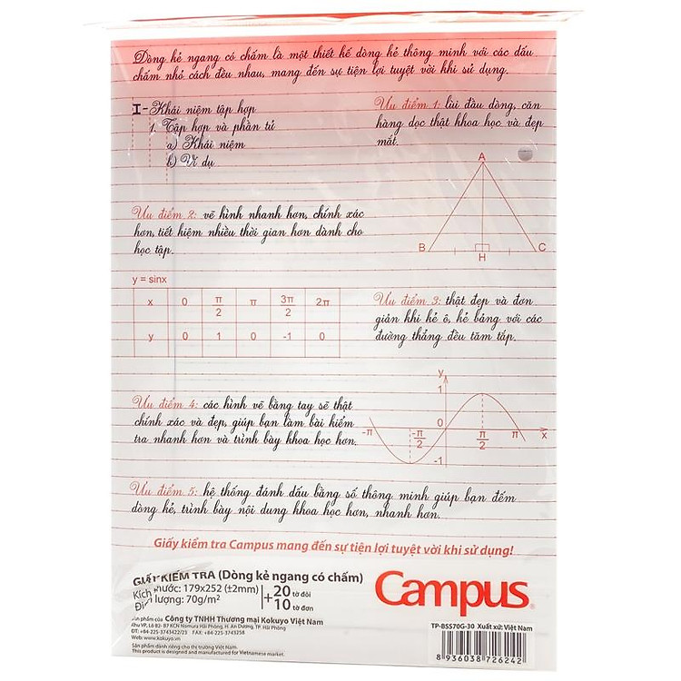 Giấy Kiểm Tra Campus - Kẻ Ngang Có Chấm (20 tờ) - Ảnh 2