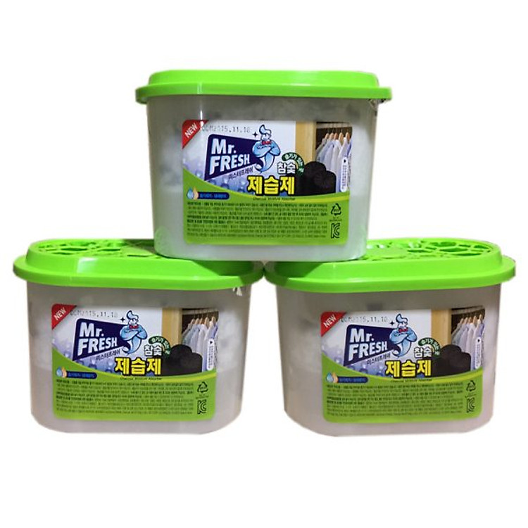Bộ 3 bình hút ẩm than hoạt tính Mr Fresh - Korea 256g