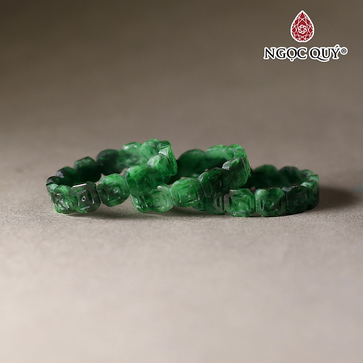 Nhẫn cẩm thạch sơn thủy khắc đồng tiền mệnh hỏa, mộc - Ngọc Quý Gemstones