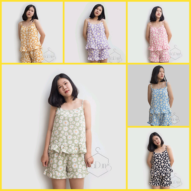 ĐỒ MẶC NHÀ 2 DÂY CÚC HỌA MI SIÊU HÓT CHẤT LỤA SILK NHẬT BẢN DƯỚI 62KG (Hình Shop tự chụp và Hàng shop tự May) BAO ĐỔI TRẢ NẾU SẢN PHẨM LỖI