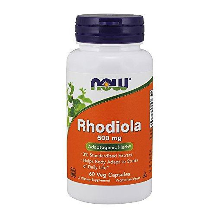Viên Uống Now Rhodiola (Cây Rễ Vàng) 500mg Giúp Giảm Stress (60 Viên Nang Thực Vật)