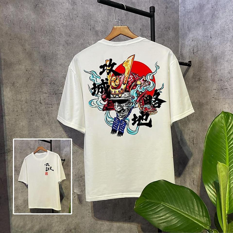 ÁO THUN NAM NỮ COTTON MẶT QUỶ MẶT TRỜI ĐỎ CHỮ TÀU