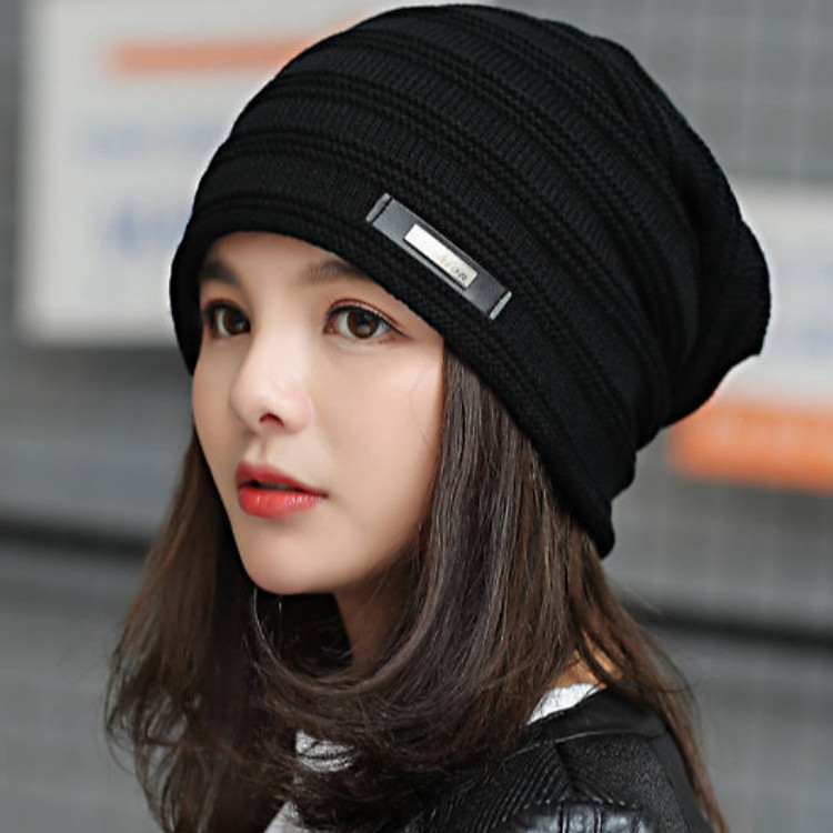 Mũ len trùm đầu nữ phong cách Hàn, nón len nữ lót nỉ cao cấp