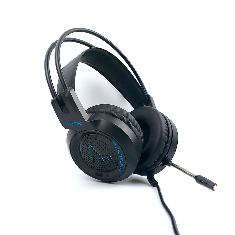 Tai Nghe Chụp Tai Chuyên Game GUTEK V2000, Có Micro, Đèn Led Đổi Màu , Dùng Được Cho Điện Thoại Máy Tính, Âm Thanh Trung Thực, Âm Bass Sống Động, 2 Jack 3.5 và 1 Jack USB - Hàng chính hãng