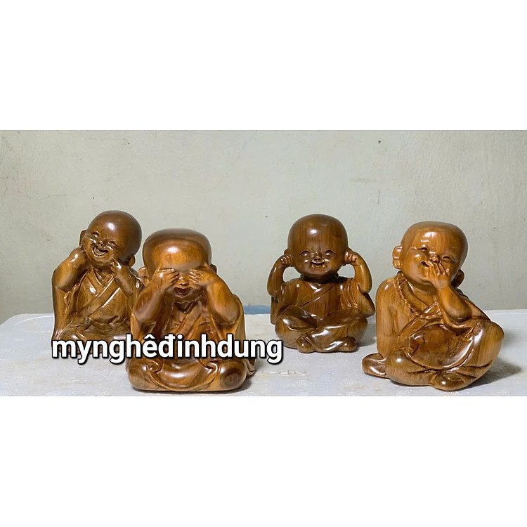 Tượng Tứ Không Bằng Gỗ Bách Xanh (12x10x9cm) - Ảnh 3