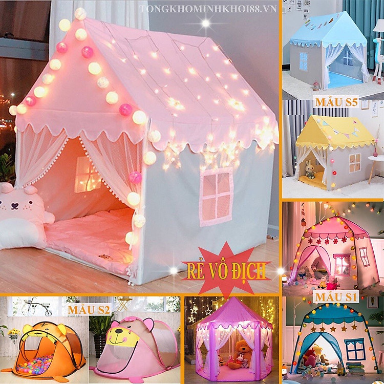 (combo Lều côm chúa tham đèn nháy đồ chơi cho bé) mầu ngẫu nhiên